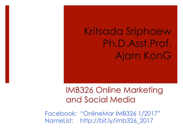 Lecture0: introduction Online Marketing