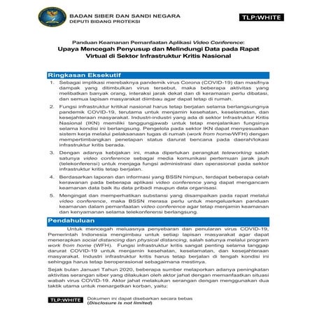 Panduan Keamanan Pemanfaatan Aplikasi Video Conference: Upaya Mencegah Penyusup dan Melindungi Data pada Rapat Virtual di Sektor Infrastruktur Kritis Nasional