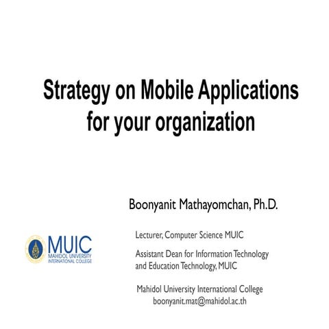 Strategy on Mobile Applications for your organization