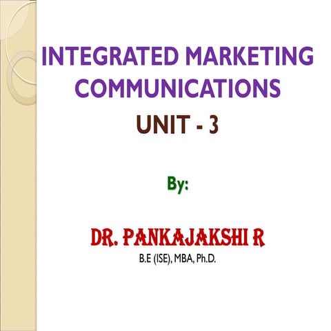 INTEGRATED MARKETING COMMUNICATIONS -UNIT3
