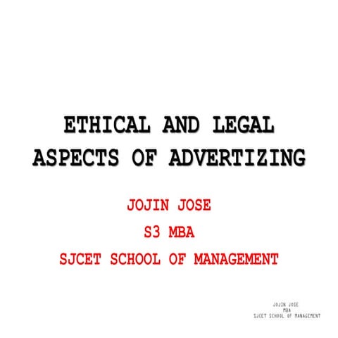 LEGAL AND ETHICAL ASPECTS OF ADVERTIZING