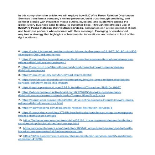 IMCWire Press Release Distribution Services Build Credibility for ...