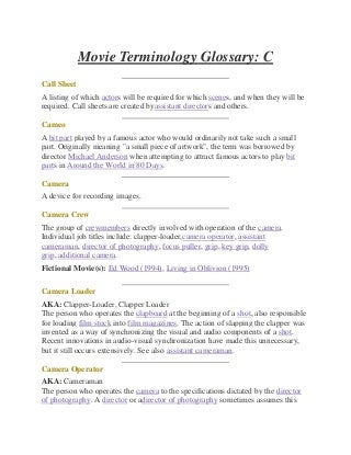 IMDB Movie Terminology Glossary
