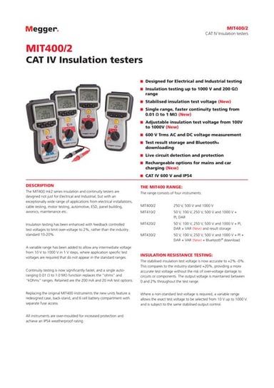 Imegger, mit 4002, cat iv insulation tester 1000 v, op 54