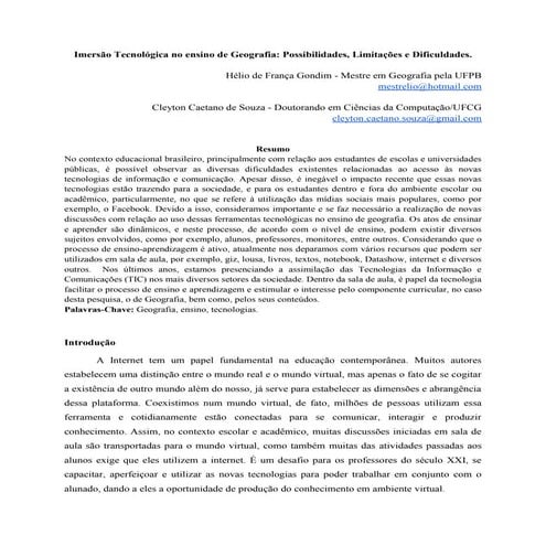 Imersão tecnológica na educação  possibilidades,limitações e dificuldades no ensino de geografia  revisado