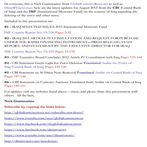 IMF Iraq Updates - Translated Central Bank of Iraq Delete Zeros Iraqi Dinar S...