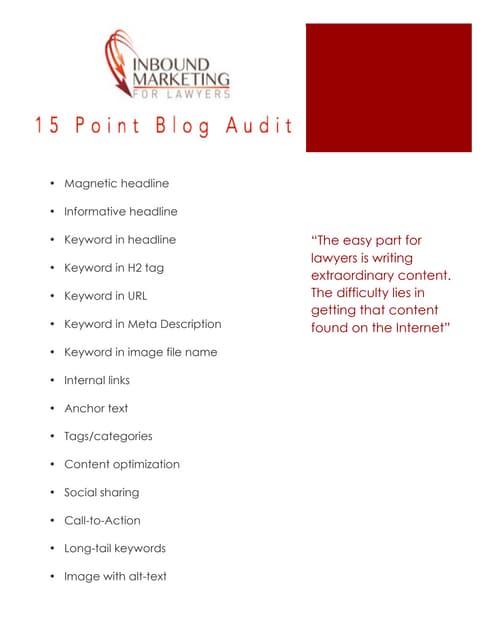 Inbound marketing for Lawyers- 15 point blog audit