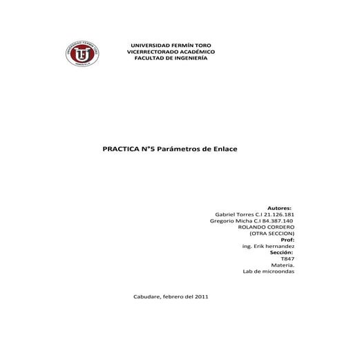 Imforme practica 5 PARAMETROS DE ENLACE