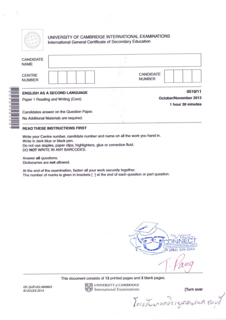 Igcse past paper october november 2013 key by uconnectedu