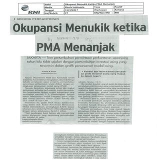 Okupansi Menukik Ketika PMA Menanjak