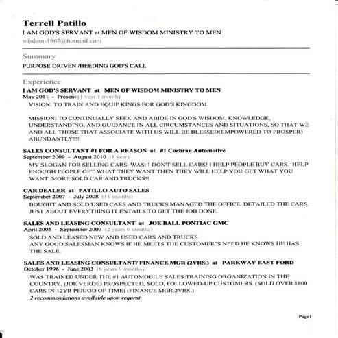 Trinity Kings World Leadership: King Terrell N Patillo resume...