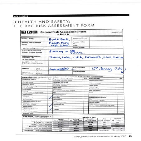 risk assessments for the toilet. | PDF