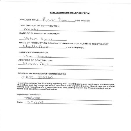 Contributors Release Form 3