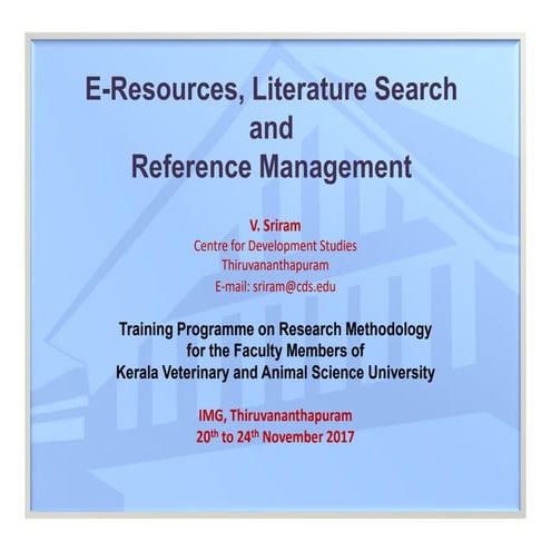 eResources, Literature search and Reference Management Software