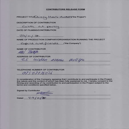 Contributor release forms 