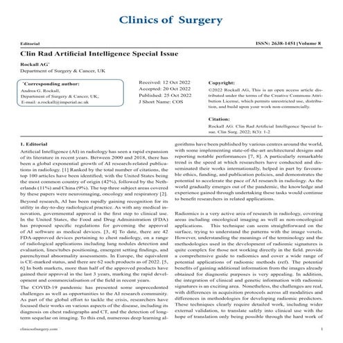 Clin Rad Artificial Intelligence Special Issue