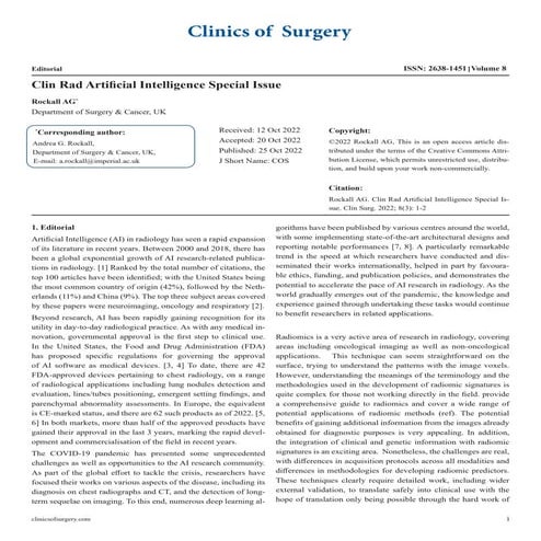 Clin Rad Artificial Intelligence Special Issue