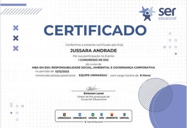 Certificação ESG - I Congresso ESG Unimassau