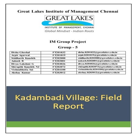 Village report on  Kadambadi Village
