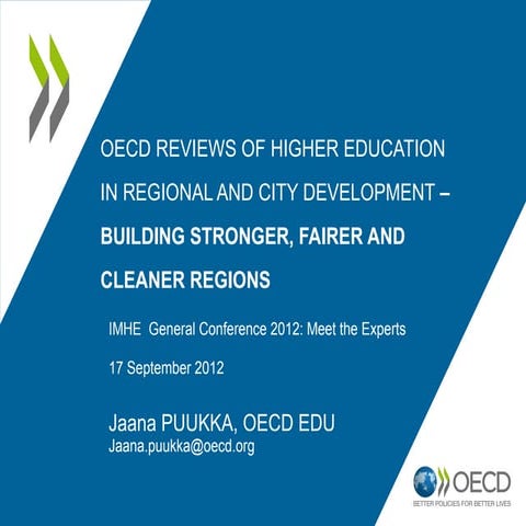 OECD Reviews Of Higher Education in Regional and City Development: Building S...