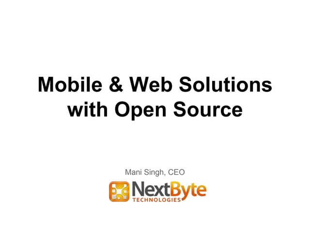 Apps & web solutions with OpenSource - Mani Singh - IMIA Asia Pacific Conference