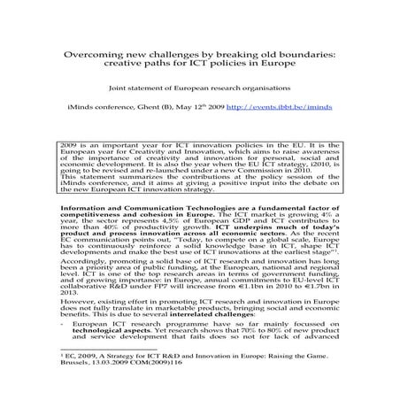 I Minds2009 Overcoming New Challenges By Breaking Old Boundaries  Creative Pa...