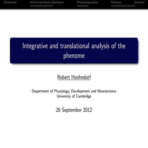 Integrative and translational analysis of the phenome