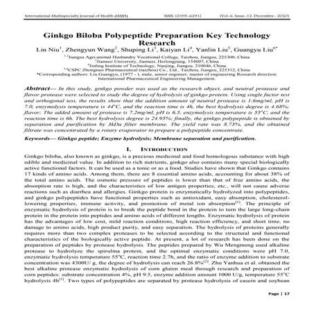 Ginkgo Biloba Polypeptide Preparation Key Technology Research