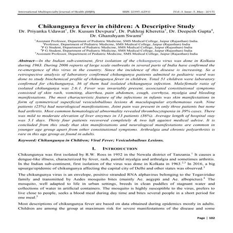 Chikungunya fever in children: A Descriptive Study | PDF