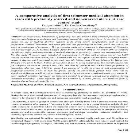 A comparative analysis of first trimester medical abortion in cases with previously scarred and non-scarred uterus: A case control study