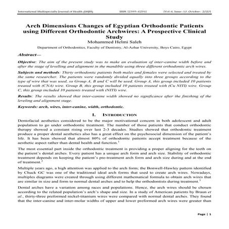 Arch Dimensions Changes of Egyptian Orthodontic Patients using Different Orthodontic Archwires: A Prospective Clinical Study