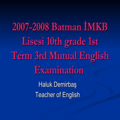 Imkb Lisesi Ingilizce SıNavı