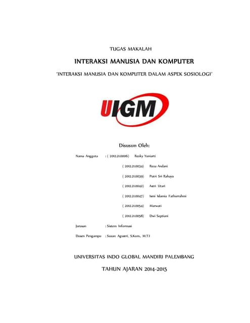 Interaksi Manusia dan Komputer dalam Aspek Sosiologi