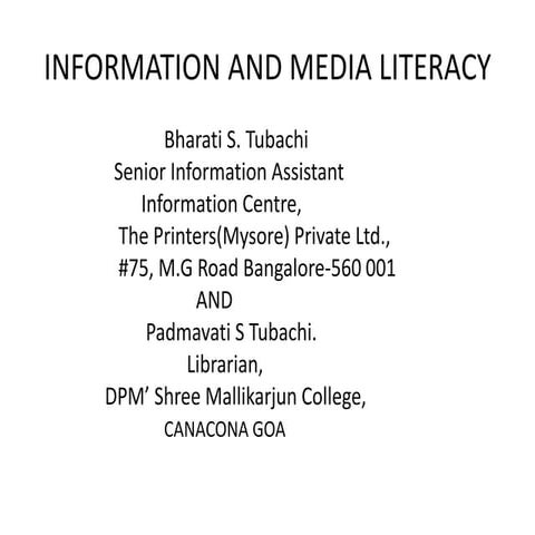 INFORMATION & MEDIA LITERACY