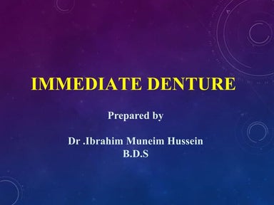Immediate denture
