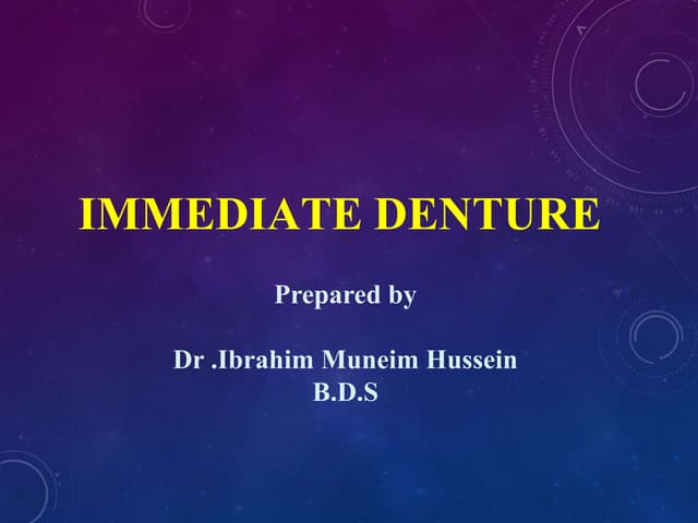 Immediate denture