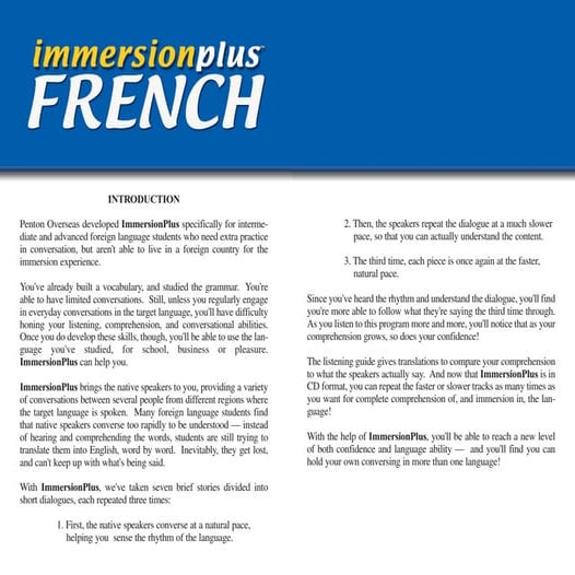 Immersion Plus French Audiobook Transcript | PDF