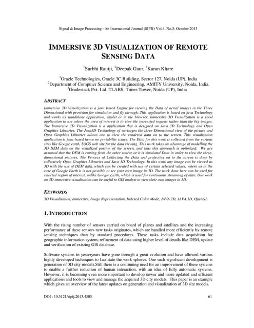Immersive 3 d visualization of remote sensing data
