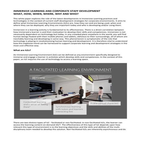 Immersive Learning Environments White Paper