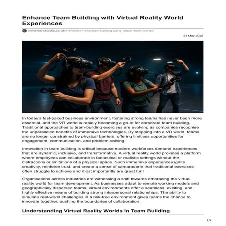 Enhance Team Building with Virtual Reality World Experiences | PDF