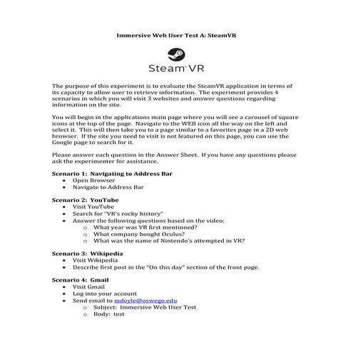 Virtual Reality Usability Guidelines | PDF