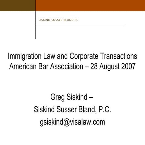 Immigration Consequences of Mergers and Acquisitions