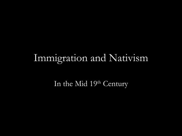 Ari Pregen on Immigration and Nativism in the mid 19th Century