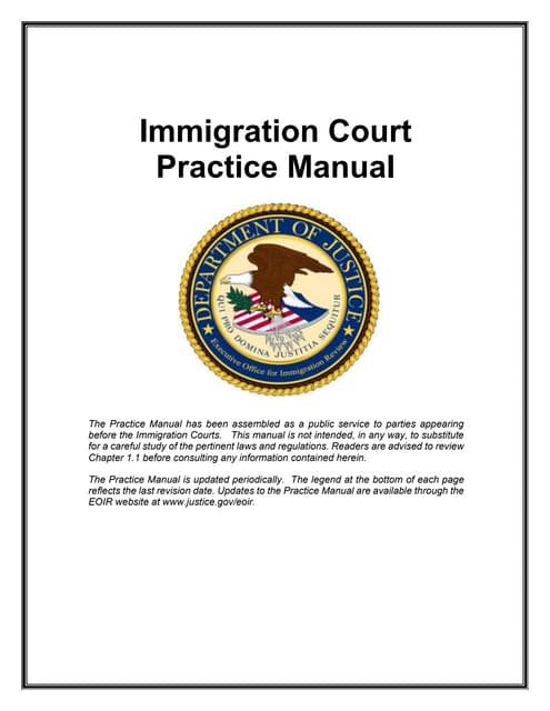 Immigration Court Practice Manual pdf Immigration Court Practice Manual pdf