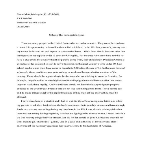 Immigration issue solving