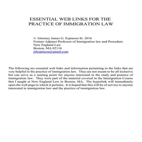 Immigration law   web links     