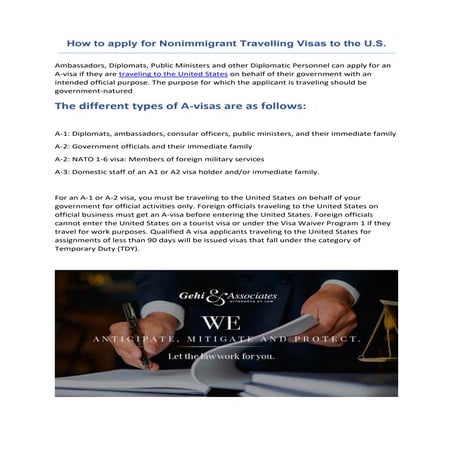 How to apply for Nonimmigrant Travelling Visas to the U.S.
