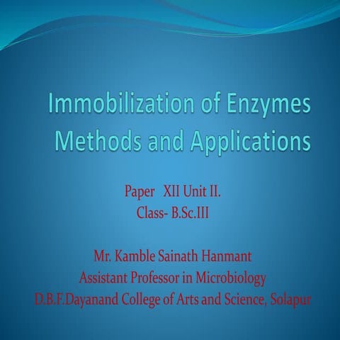 Immobilization of enzymes