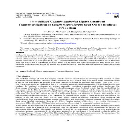 Immobilized candida antarctica lipase catalyzed