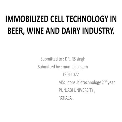 Immobilized cell technology